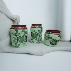 New Handpainted Terracotta Pickle Jar, Candy Jar Manufacturer Exporter Wholesaler buy on the wholesale