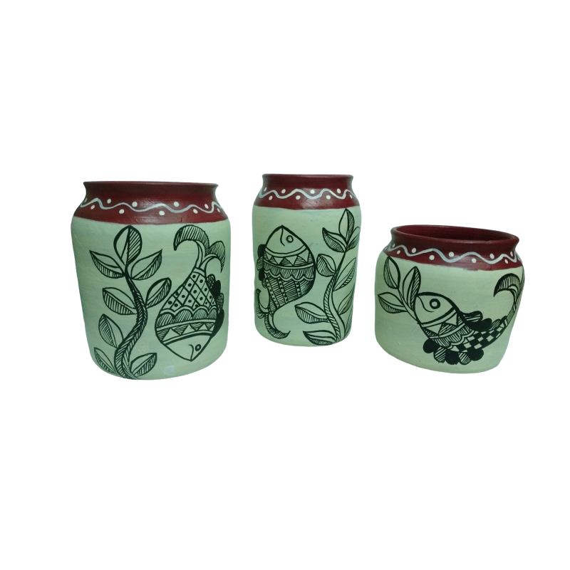 New Handpainted Terracotta Pickle Jar, Candy Jar Manufacturer Exporter Wholesaler купить оптом - компания Karru Krafft | Индия