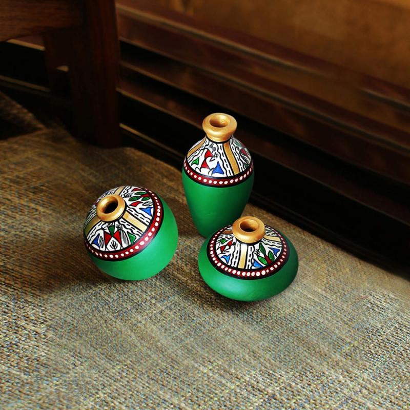 Festival Decoration Warli Pot set Manufacturer Exporter Wholesaler Handpainted Terracotta Corporate Gifting  купить оптом - компания THe Handicraft Stores | Индия