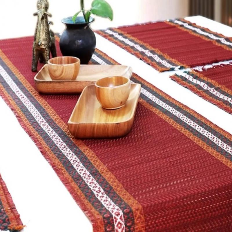 Cheerful Colors for Festival Handmade Korai Grass Table Runner set Manufacturer Exporter Wholesaler buy wholesale - company Karru Krafft | India