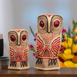 Handcrafted Jute Owl set of 2 for Diwali Decor & Table Top Livingroom Decor Manufacturer Exporter Wholesaler