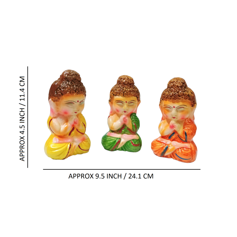 Handmade Terracotta Meditation Baby Monk set of 3 Monk Buddha Manufacturer Exporter Wholesaler купить оптом - компания Karru Krafft | Индия