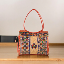 Handblock Shantiniketan Genuine Leather Traditional Batik Printed Shoulder Bag for Office goers buy on the wholesale