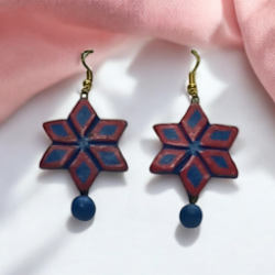 Get Ready for Christmas Party with Handpainted Terracotta Earrings Handcrafted Earrings  купить оптом